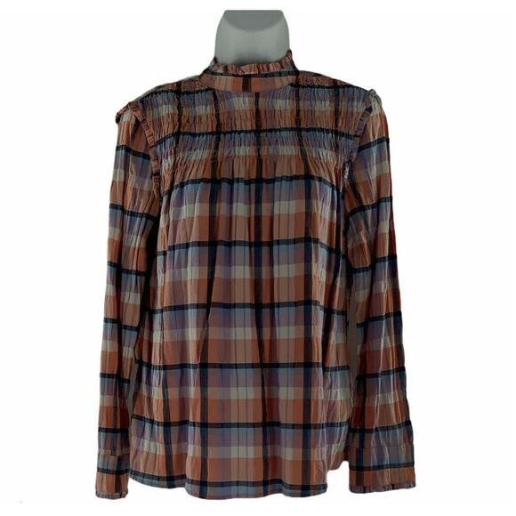 Max Jeans Women's Blouse High Neckline Multicolor Striped Long Sleeve Size Small - Picture 1 of 7